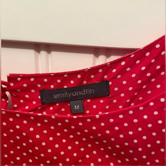 ModCloth, Emily + Fin—Red White Polka dot Dress Y2K— M - Picture 3 of 7